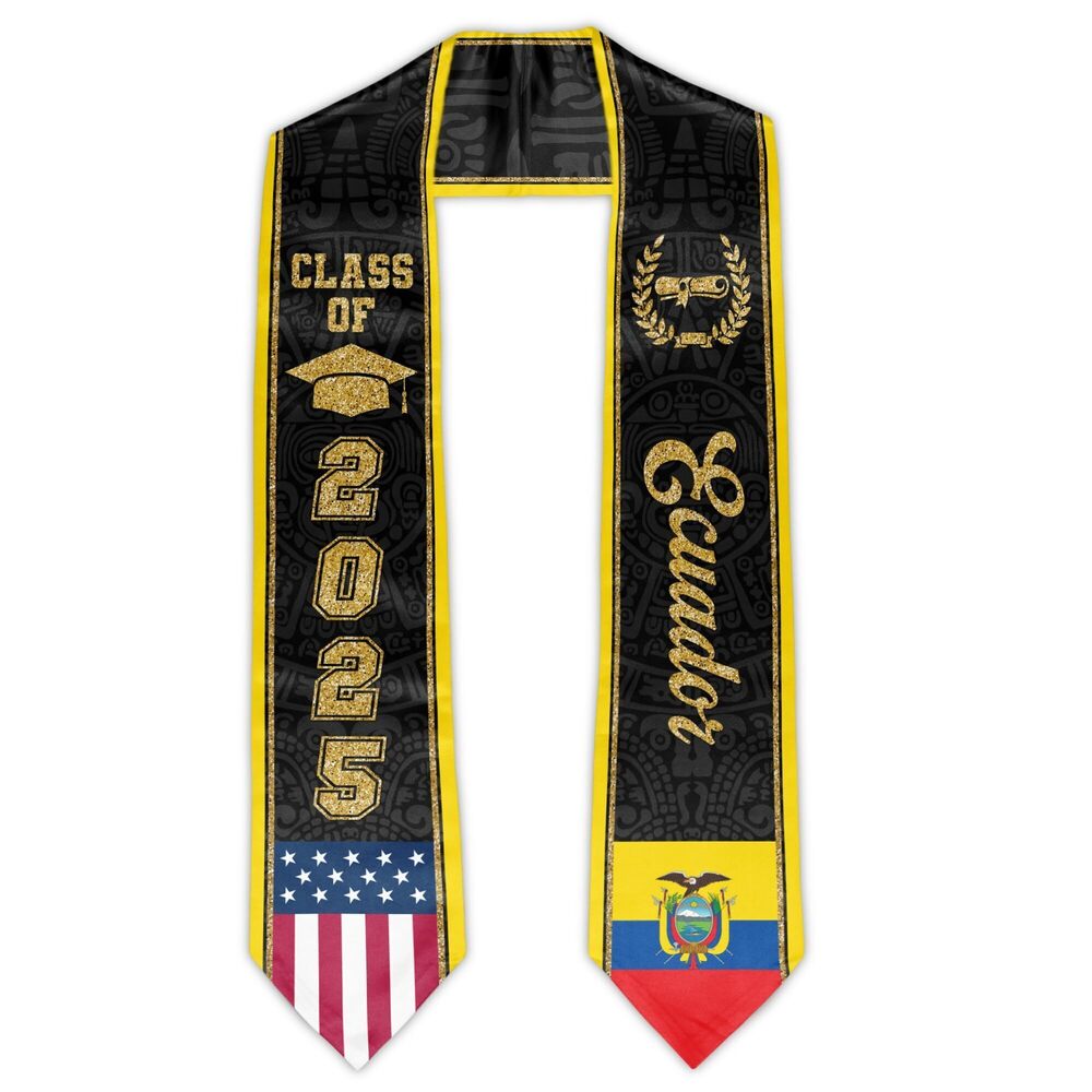 1459 Ecuador Graduation Stole Ecuadorian American Flag Graduation Sash